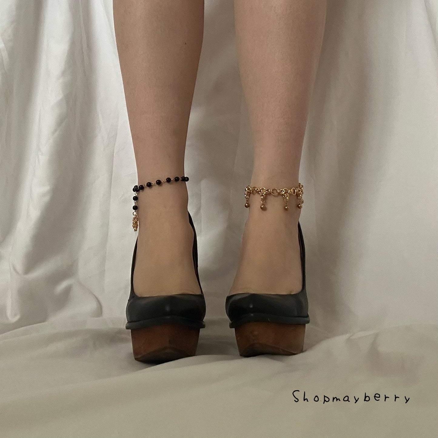 Bella drop charm anklet (gold)